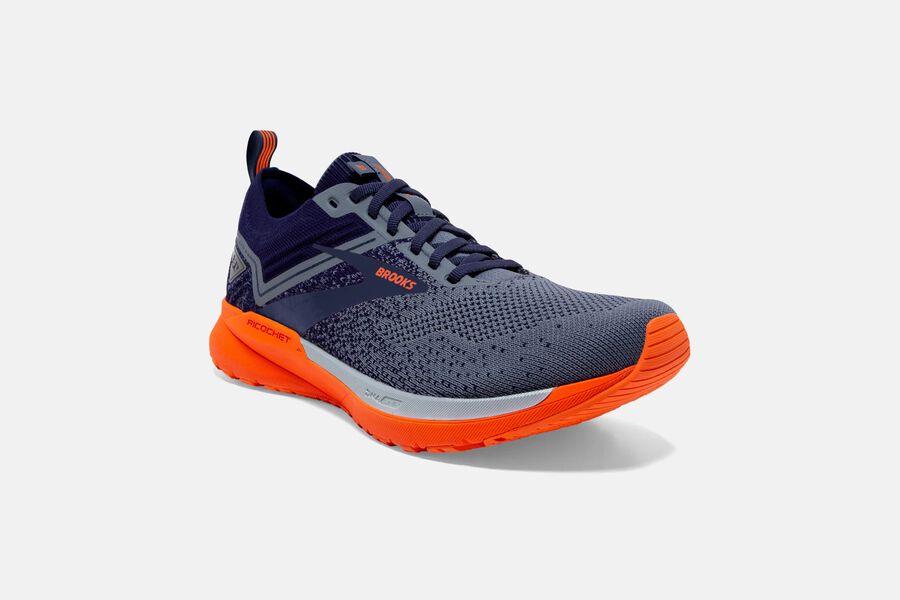 Ricochet 3 Road Brooks Running Shoes NZ Mens - Grey/Orange - XFLMEU-691